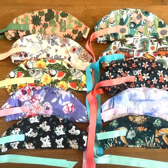 NWOT 10 Euro Scrub Caps Bundle scrub hats surgical caps european scrub hats - Picture 1 of 16